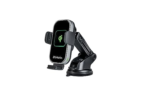 Image of Verbatim Qi Fast Wireless Car Charger FWC-02, Mobile Phone Holder with Charging Function for Car, Inductive Mobile Phone Charging Station, Fluorescent Car Charger for iPhone and Android