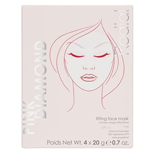 Image of Rodial Pink Diamond Lifting Face Sheet Mask (Box of 4 Sachets), Diamond Powder, Vitamine C, Skin Tightener ST, Deeply Moisturising Sheet Mask, Even Skin Tone, Sheet Mask for Wrinkles and Lines