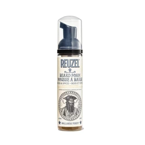 Image of Reuzel Wood and Spice Beard Foam - Deodorizes Beard - Formulated to Reduce Dry Itchy Skin and Beardruff - Softens Coarse Hair - Thickens and Moisturizes Beard - Vegan Formula - 70 ml