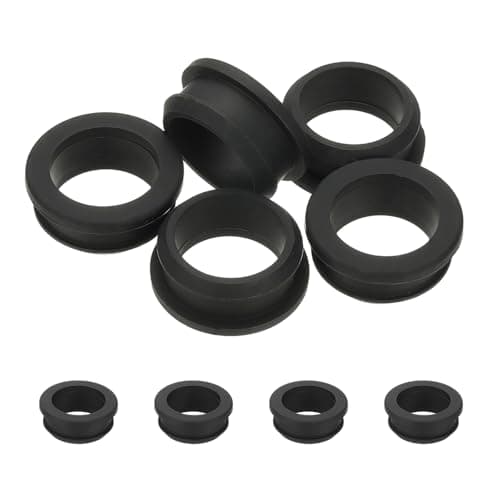 Image of PATIKIL 5pcs Wire Grommet, 32.6mm Mounting Dia Plastic Grommets Cable Snap Bushing Cable Mounting Hose Bushing Grommet Protector Fasteners Locking Silicone for Wire Cable Hose, Black