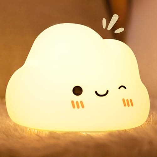 Image of Diboniur Cute Night Light Kids Bedroom, Baby Night Light Newborn, 7 Colors 3 Brightness, Cloud Lamp for Kids Toddler Nursery Decor, Rechargeable, White