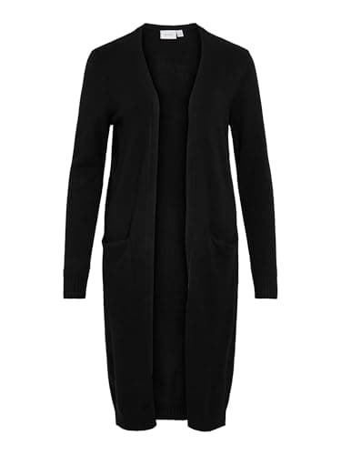 Image of Vila Women's Viril L/S Long Knit Cardigan, Black (Black), XL