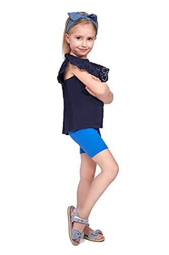Image of SOFTSAIL Girls Leggings Cycling Shorts Short Cotton Sport Dancing Gymnastic Breathable Comfy Stretchable Royal Blue 7-8 Years