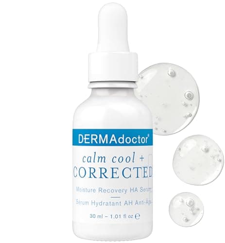 Image of DERMAdoctor Calm Cool + Corrected Dermatologist Formulated Moisture Recovery Hyaluronic Acid Serum with Vitamin C & Niacinamide; Hydrating & Brightening Anti Aging Serum for Sensitive Skin - 30 ml