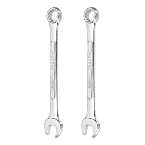 Image of sourcing map 2Pcs Combination Wrench 9mm Metric 12-Point Box and Open End Zinc Plated Steel Double Ended Spanner Tool for Automotive Pipe Furniture Machinery DIY Repair, Silver White
