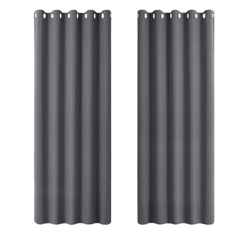 Image of PONY DANCE Blackout Thermal Curtains 66x72 Inch for Living Room Grey Black Out Curtains Eyelet Lounge Drapes Panels for Window Treatment Bedroom/Nersery, W66 X L72, Gray, 2 Panels