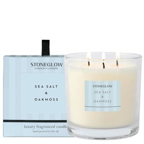 Image of Stoneglow Modern Classics Collection - Sea Salt & Oakmoss 3 Wick Scented Candle 760 Grams (Blue)