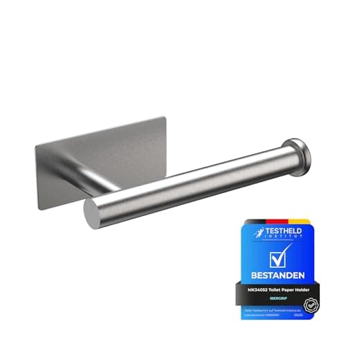 Image of Ibergrif MK34052 Chrome Toilet Roll Holder Wall Mounted, Self Adhesive Toilet Paper Holder for Bathroom & Kitchen, Waterproof, No Drilling