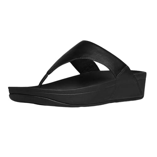 Image of Fitflop Women's Lulu Leather Flip Flops, Toe-Post Sandals, Comfortable with Natural Arch Support - Black - 4 UK
