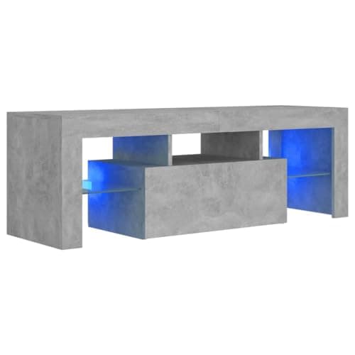 Image of vidaXL TV Cabinet with LED Lights Hifi Stand Media Unit Entertainment Centre Modern TV Unit Desk Bedroom Living Room Furniture Concrete Grey