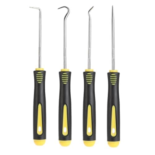 Image of Hook and Pick Set Professional Hooks Tool Picks and Hook Set O Ring Picks with Rubber Handle Mechanic Tool Kit Oil Seal Precision Long Reach Hooks for Mechanics Automotive Work Wire Separation 4Pcs