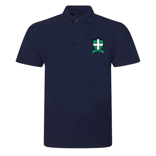 Image of Devon County Shield Embroidered Mens Polo Shirt Support Your County Embroidery (UK, Alpha, L, Regular, Regular, Navy)