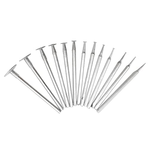 Image of 13 Pcs 2.35mm Shank T Shape Head Diamond Grinding Burr Drill Bits Sets Engraving Carving Polishing Glass Jade Stone Drill Bit for Rotary Tools