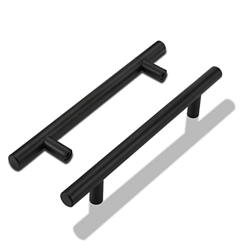 Image of LONTAN 20 Pack Kitchen Door Handles Hole Centers：160mm（6-5/16 Black Kitchen Cupboard Handles Black Cupboard Pulls Drawer Pulls for Cabinet Wardrobe Bathroom Stainless Steel