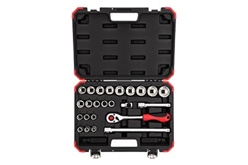 Image of GEDORE R69013024 Steckschl.Satz 1/2 SW10-32mm 24tlg red Spanner, 24 Pieces, with Reversible Ratchet, Socket Wrench and bit Set, 1/2 inch, Zoll