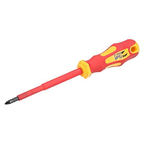 Image of PZ1 x 100mm VDE Insulated Soft Grip Electrical Electricians Screwdriver Pozi