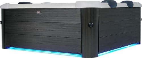 Image of AQUALINE MSpa Oslo Carbon Grey 4-6 Person Portable Modular Hot Tub, WiFi Controlled 13A Plug & Play 2025 Model,Exterior LED Colour Lighting, Heats to 40°C, 120 Massage Air Jets, All Year Use-DIY Setup