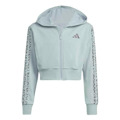 Image of adidas Girl's SEASONALS ANIMAL FULL ZIP HOODIE, Wonder Sage/Aurora Onix, 14-15 Years