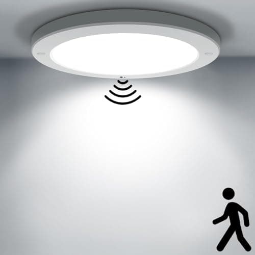 Image of HiBay 18W Motion Sensor LED Ceiling Light with Twilight Sensor, Round Ultra Slim Flush Mount PIR Lights Indoor 1800lm Cool White 240V for Hallway, Stair, Porch, Garage, Toilet