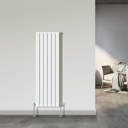 Image of NRG 1600x408mm Single Flat Panel Designer Tall Vertical Radiator Central Heating White