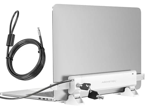 Image of AboveTEK Laptop Security Locks with 2m Keyed Cable - Anti-Theft Locking Station, Adjustable Width 28.2-39.8cm, Desktop Fixed or Portable Mounting Option, Fits 12"-16" MacBook/Notebooks