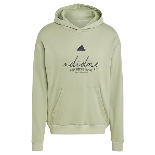 Image of adidas Men's BRAND LOVE FRENCH TERRY HOODIE, tent green, M