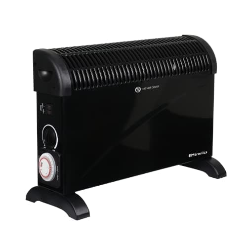 Image of EMtronics 2000W Portable Electric Convector Heater Radiator with 3 Adjustable Heat Settings, 24 Hour Timer and Over Heat/Tip Over Cut-Out Function - Black