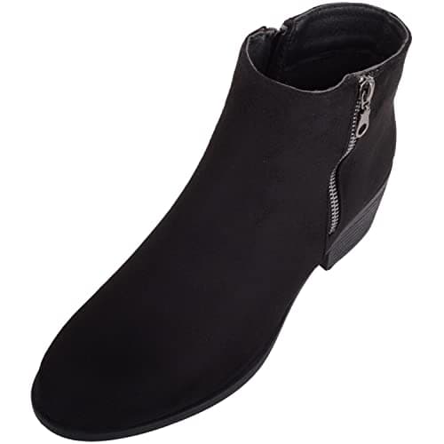 Image of ABSOLUTE FOOTWEAR Womens Heeled Faux Leather Decorative Sliver Zipped Smart Ankle Boots - Black - UK 6