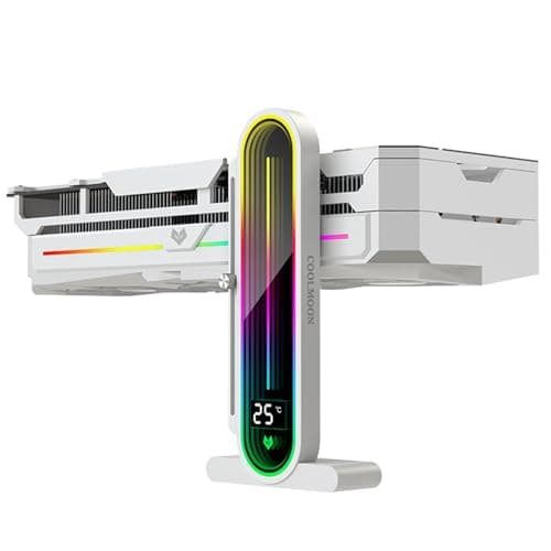 Image of Baotkere Height Adjustable RGB GPU Stand with Temperature Display, 5V 3PIN Video Card Support Holder, Anti Sag Bracket & Magnetic Base for PC Graphics Cards