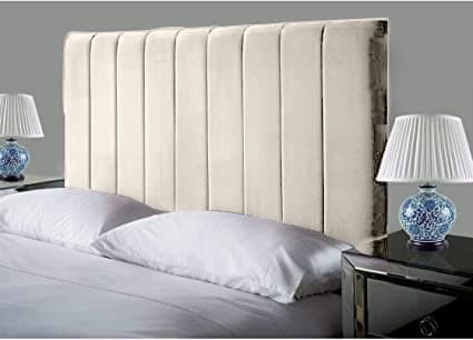 Image of Affordable Luxury Portland Lined Headboards in Elegant Plush Velvet Fabric, for Divan Beds, Bedroom and Hotel Furniture (4FT6 Double- Height 24", Cream)