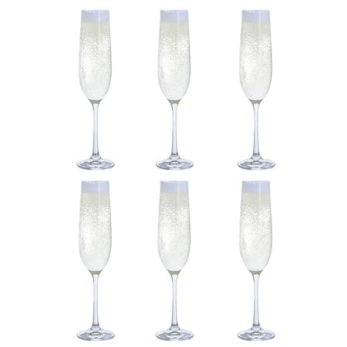 Image of Dartington Crystal Six! Six Champagne Flutes, Set of 6 | Elegant and Functional Glasses | 241mm | 190ml | Dishwasher Safe | Classy and Elegant Glassware