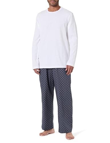 Image of Calvin Klein Men’s Pyjama Set with Round Neck, Multicolor (Classic White Top W/Bijou Modern C), S