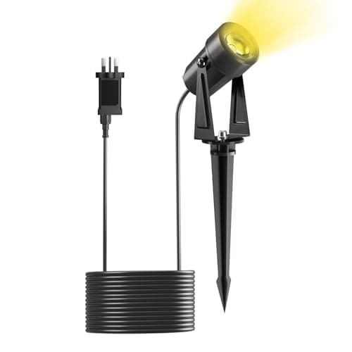 Image of Yuusei Garden Lights Mains Powered, 1 Pack 3M Extendable Outdoor Spotlight, 3000K Warm White 27V LED Driveway Lights, IP65 Waterproof for Pathway, Fence, Pond, Yards