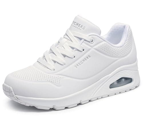 Image of Skechers Women's Uno Stand On Air Trainers, White Durabuck/Mesh, 3.5 UK
