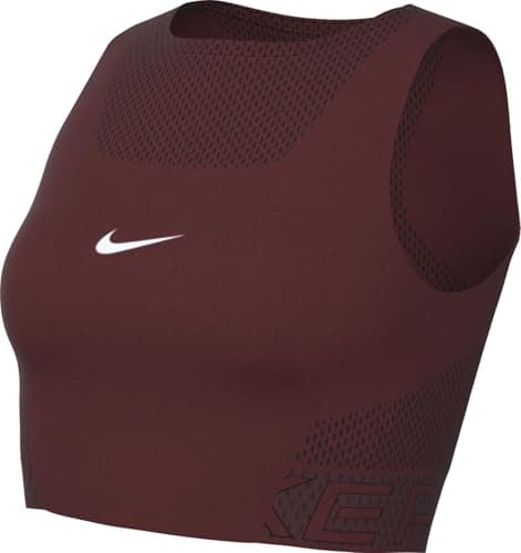 Image of Nike Pro Womens Dri-Fit Crop Tank Top, Dark Team Red/White, HJ1192-619, XL