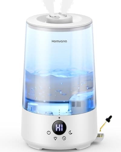 Image of Homvana Humidifier for Bedroom, 3.6L Cool Mist Humidifiers, 360° Rotatable Mist, 34H Runtime, Quiet 16dB, Night Light, Air Humidifier for Baby, Plants, Office, Oil Diffuser, Ultrasonic (Transparent)