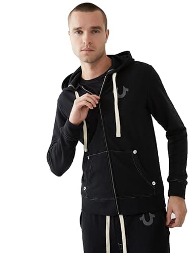 Image of True Religion Men's Buddha Logo Zip Hoodie Sweatshirt, Black, XXL