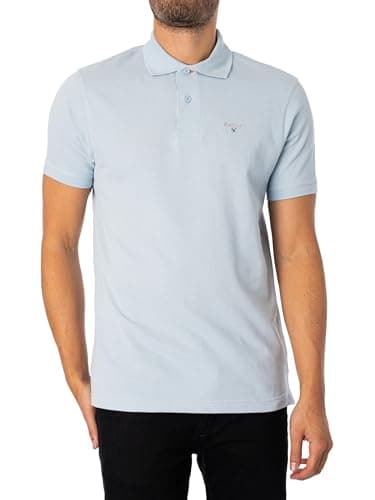 Image of Barbour Tartan Pique Polo Shirt, Light Blue,Blue, XXL