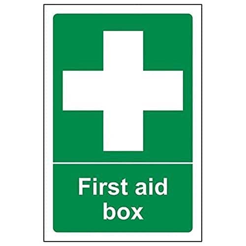 Image of V Safety 31004AN-R2 First Aid Box Sign - Portrait - 150mm x 200mm - 2mm Rigid Plastic