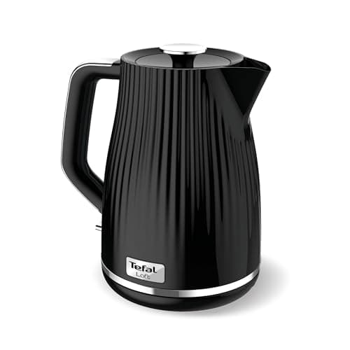 Image of Tefal Loft Electric Kettle, 1.7L, Fast Boil, Cordless Kettle, Water level Window, 3000W, Removable Anti-Scale Filter, Precise Pouring Spout, KO250840, Black Glossy Finish