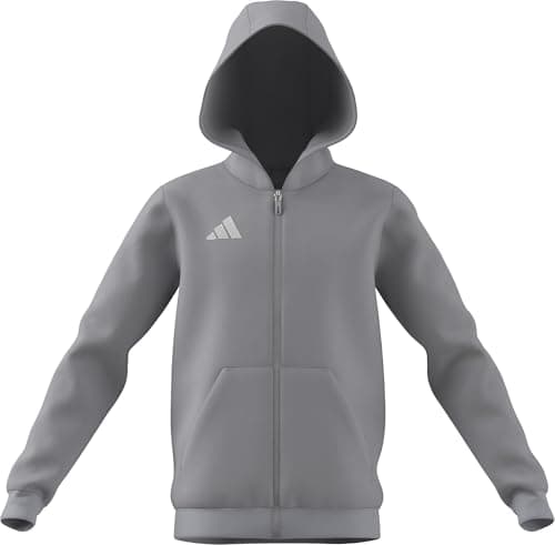 Image of adidas Unisex Kids Entrada26 Full Zip Hoodie Kids, team light grey/white, 15-16 Years