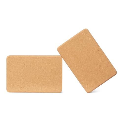 Image of Amazon Basics Natural Cork Yoga Block, 23 x 15 x 8 cm, Set of 2