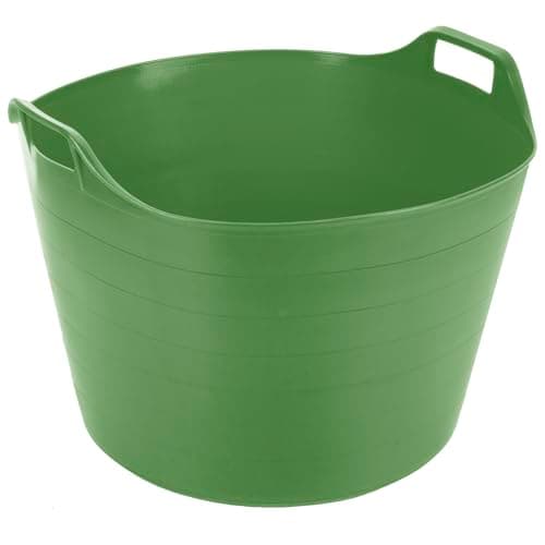 Image of 75L Litre Lime Green Robust Versatile Multipurpose Extra Large Flexi Tub Reusable Garden Home Flexible Rubber Storage Container Plastic Bucket Tub Trugs Horse Feeder Polyethylene Flex Tub - Made in UK