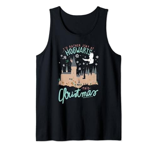 Image of Harry Potter I'd Rather Stay At Hogwarts This Christmas Tank Top