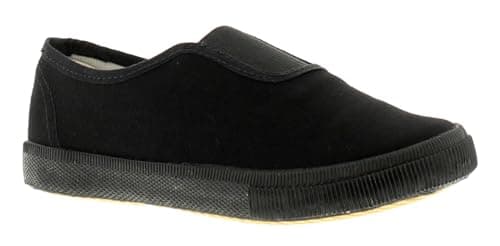 Image of Wynsors Boys School Plimsolls in Black | Black Pumps for PE Lessons or Casual Wear | Primary School Gym Shoes with Easy, Slip-On Design | UK Kid's Size Black 4 UK
