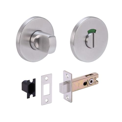 Image of HANDLEZONE® SSS Bathroom Toilet Door Kit - Turn with Indicator Release - Satin Stainless Steel - 76mm Bolt with 57mm Backset