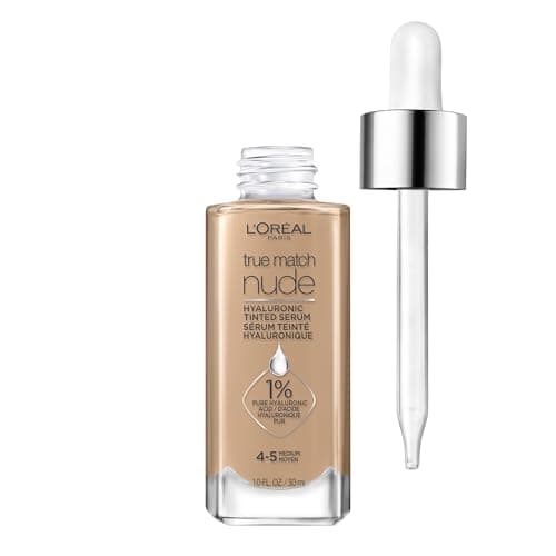 Image of L’Oréal Paris True Match Nude Hyaluronic Tinted Serum Foundation with 1% Hyaluronic acid, Medium 4-5, 1 fl. oz.