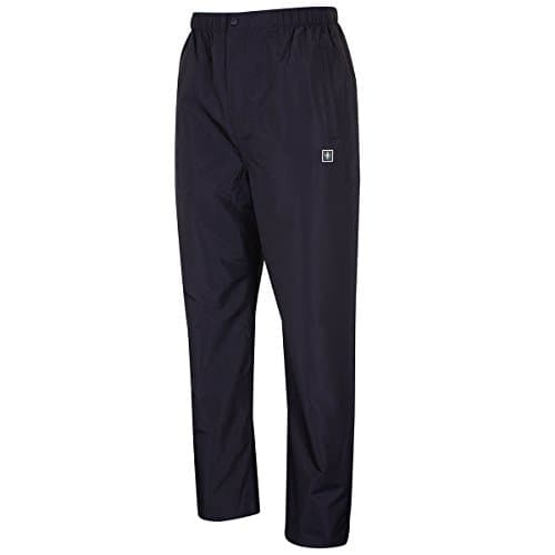Image of Island Green Golf Mens Breathable Waterproof Windproof Breathable All Weather Sports Trousers With Inner Dropped Hem, Black, Large Short/Reg Length, Black / Black, IGPNT1767_BK1SR_L