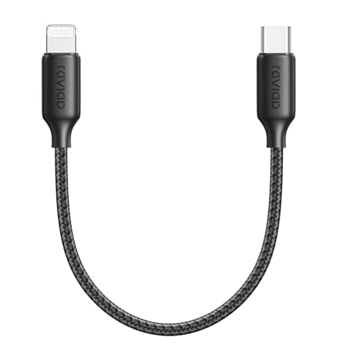 Image of RAVIAD USB C to Lightning Cable 0.5M [MFi Certified] iPhone Fast Charger Cable Power Delivery Nylon USB-C Charging Cord for iPhone 14/13/12/12 PRO Max/12 Mini/11/11PRO/XS/Max/XR/X/8/8Plus/iPad -Black