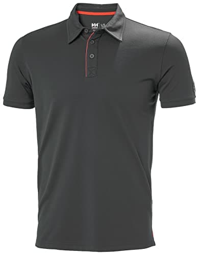 Image of Helly-Hansen Workwear Kensington Tech Polo Shirts for Men - Lightweight Breathable Short-Sleeve Pullovers for High Mobility, Ebony, 3XL